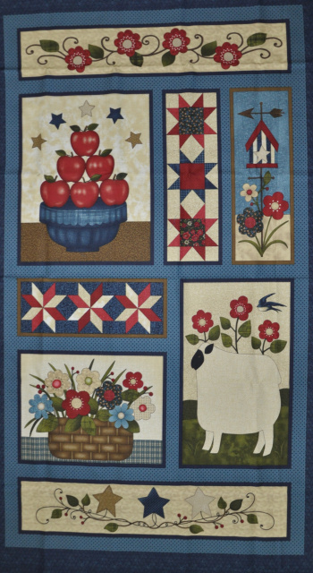 Apple Basket Folk Art Print from Benartex
